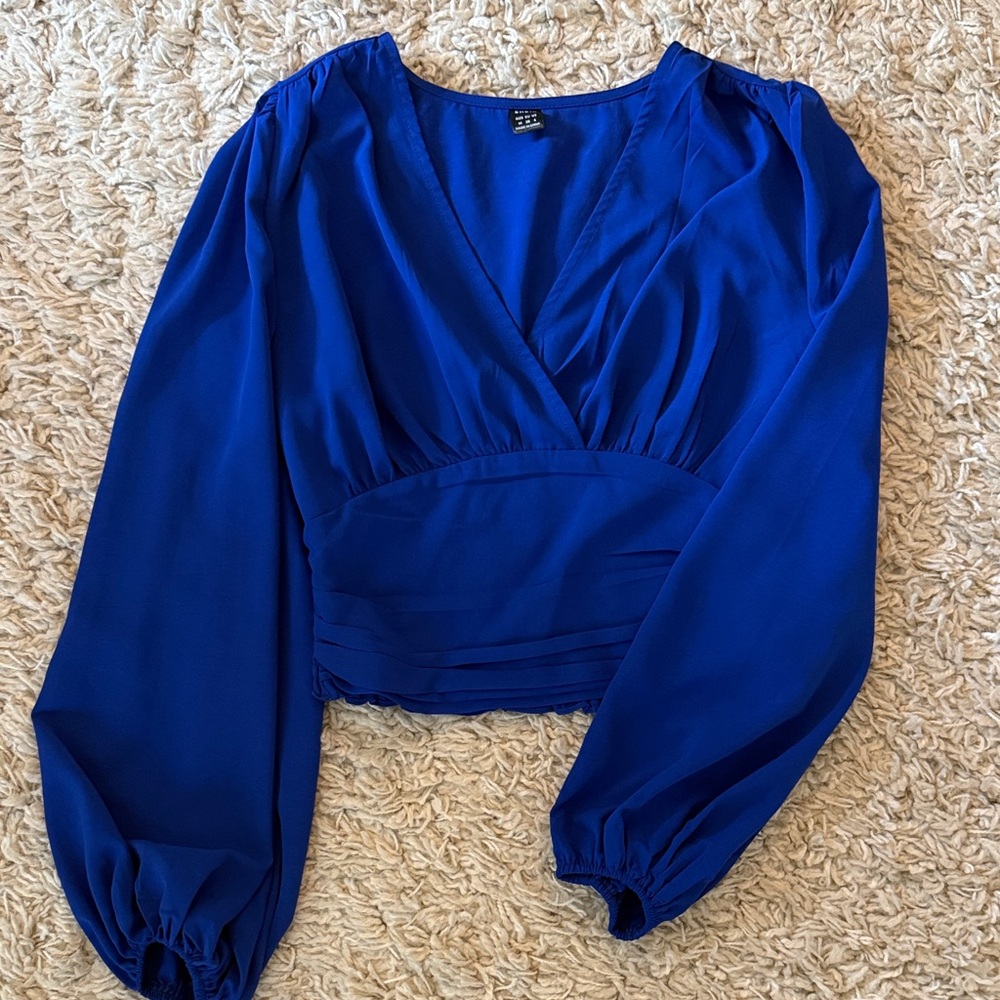 Dark Blue Cropped Shirt; Size M